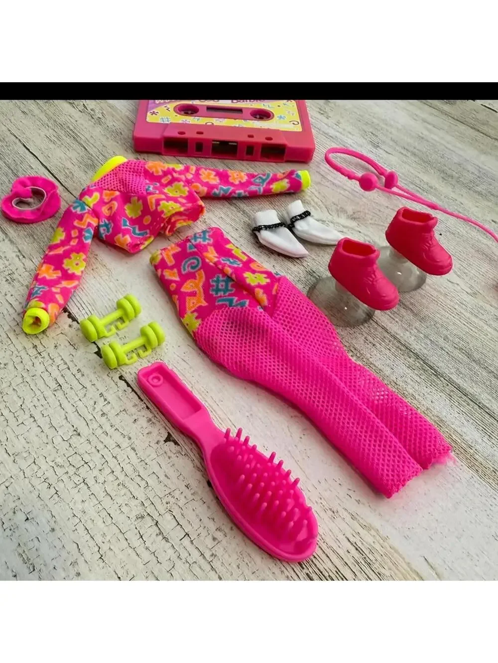 SING Vintage 1980s Working Out Barbie With Outfit Accessories Cassette Dumbbells